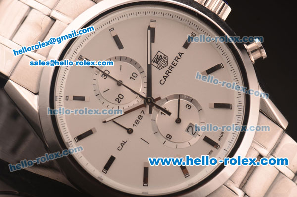 TAG Heuer Carrera Quartz Full Steel with White Dial - 7750 Coating - Click Image to Close